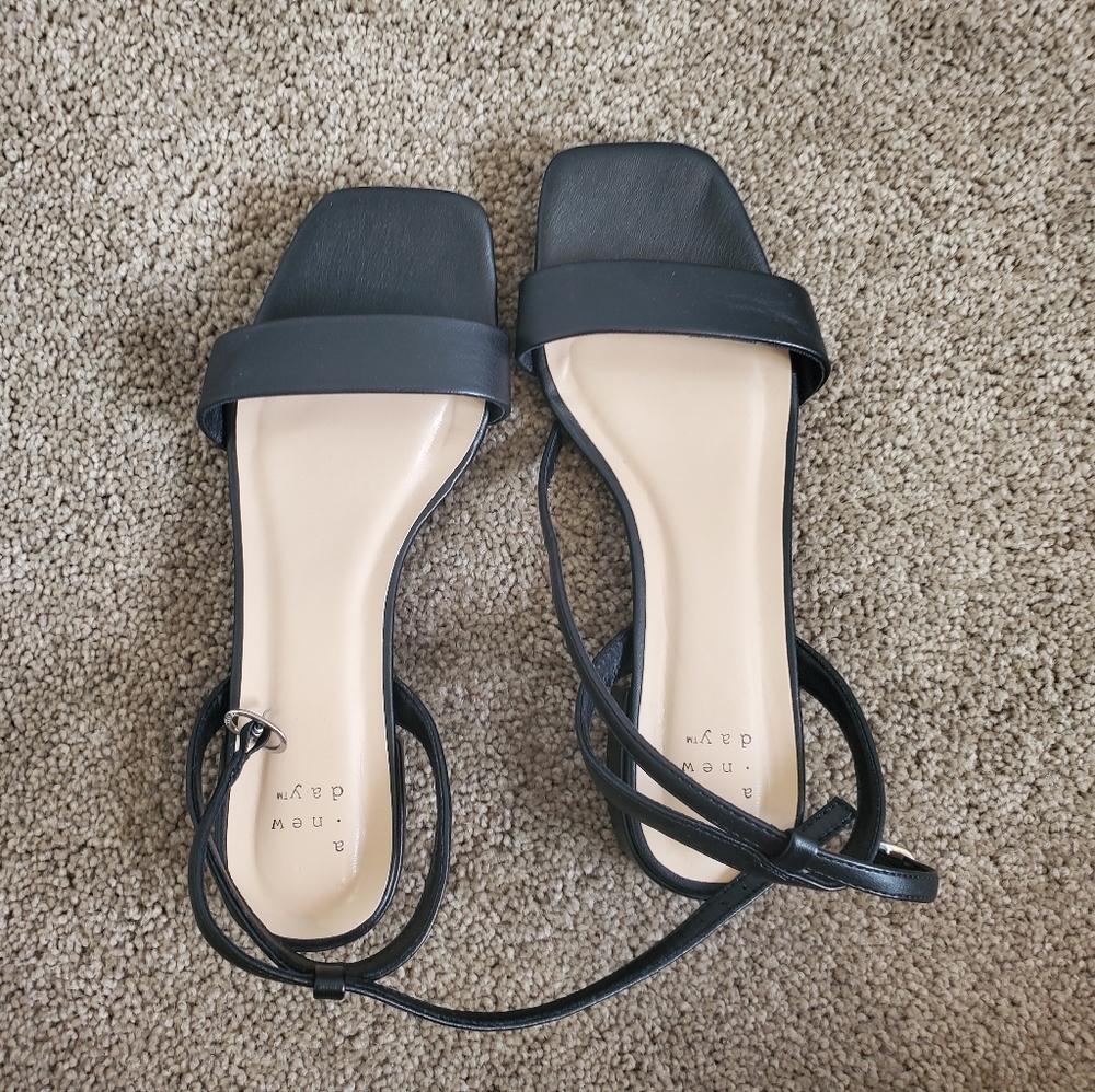 Black strappy low heel